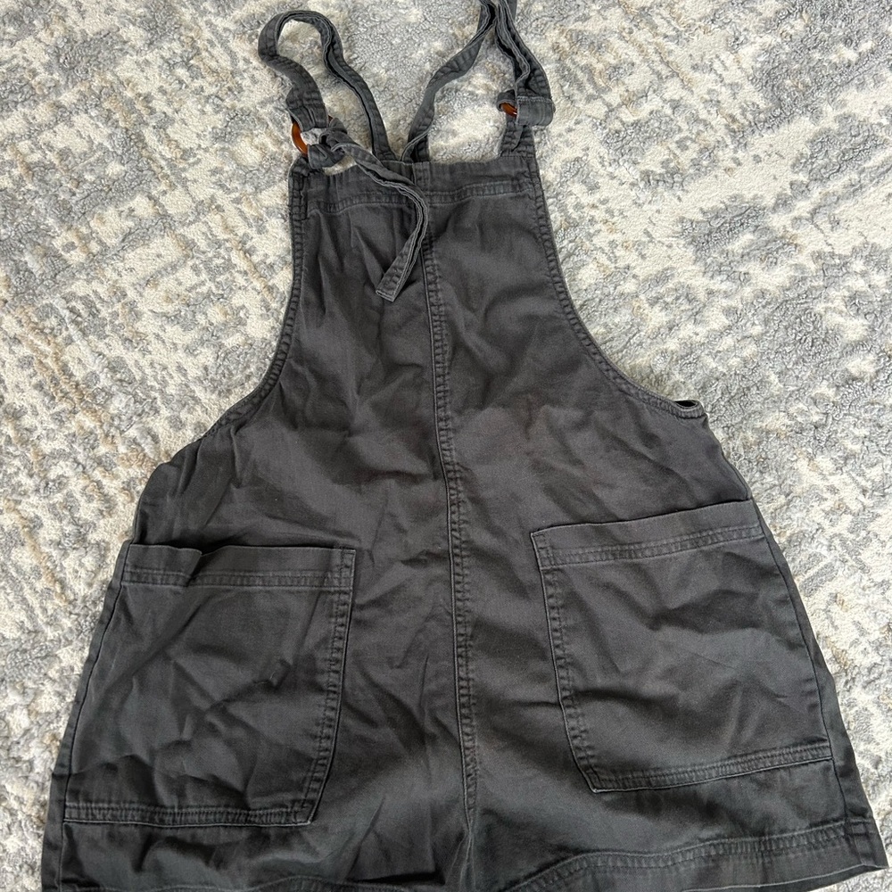 Aerie Charcoal Denim Overall Dress